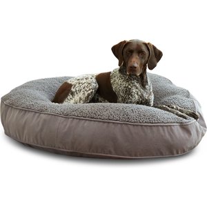 Happy Hounds Scooter Deluxe Round Pillow Dog Bed w/ Removable Cover, Gray, Large