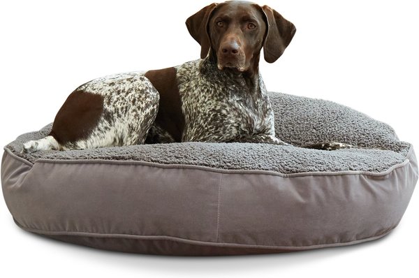 Happy Hounds Scooter Deluxe Round Pillow Dog Bed with Removable Cover, Gray, Medium slide 1 of 8