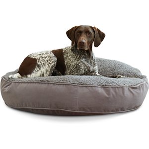Happy Hounds Scooter Deluxe Round Pillow Dog Bed with Removable Cover, Gray, Medium