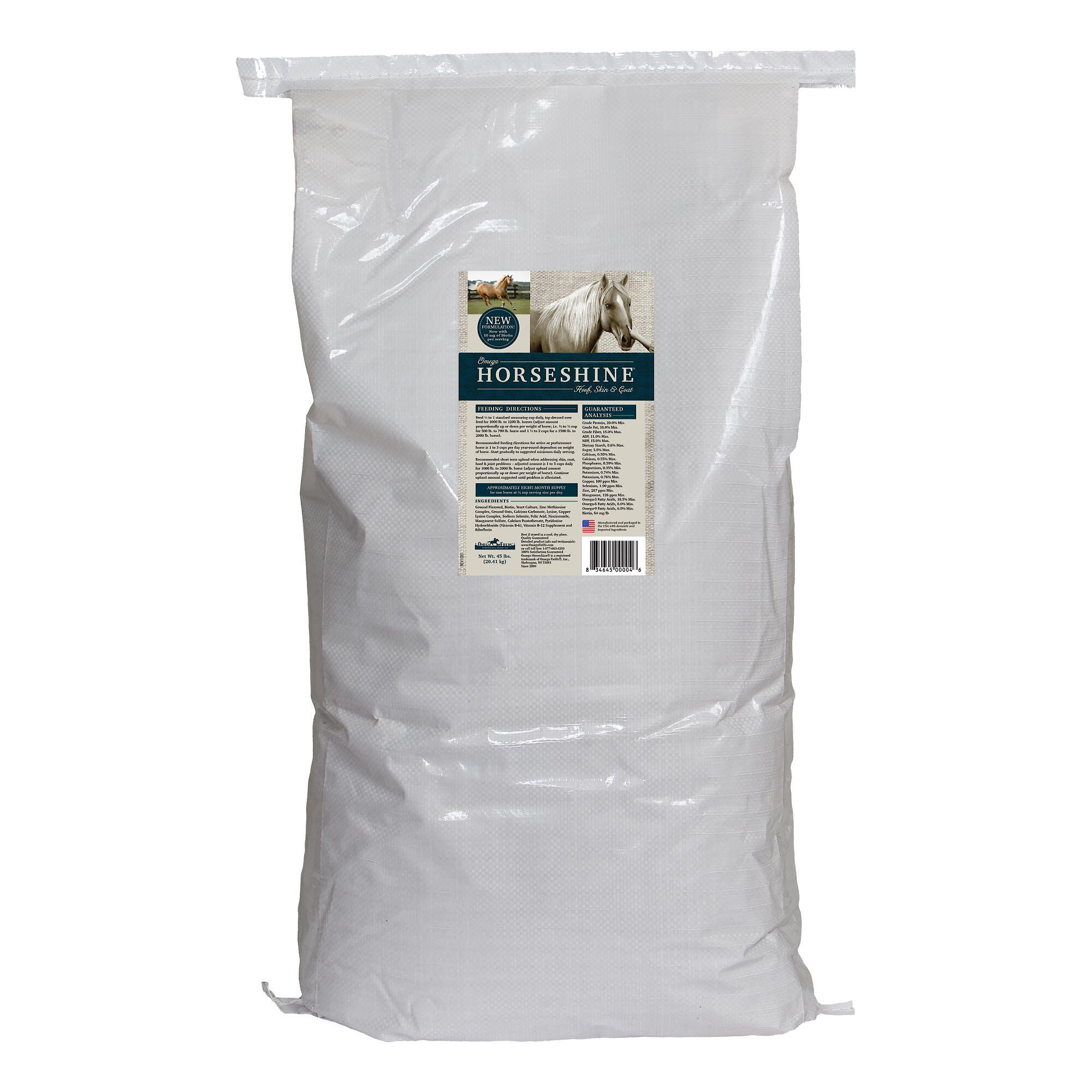 Omega Fields Horseshine Hoof, Skin & Coat Horse Supplement, 45-lb bag