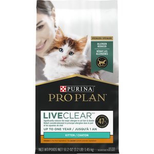 Purina Pro Plan LiveClear Kitten Chicken & Rice Formula Dry Cat Food, 3.2-lb bag