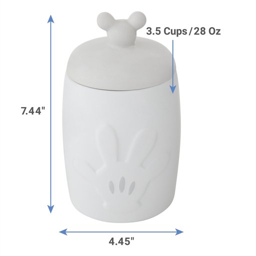 Disney Mickey Mouse Ceramic Dog & Cat Treat Jar, White, 3.5 cup