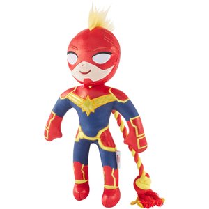 Marvel 's Captain Marvel Plush with Rope Squeaky  Dog Toy
