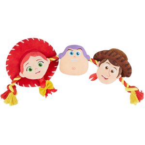 Pixar Toy Story's Woody, Jessie, & Buzz Lightyear Plush with Rope Squeaky Dog Toy