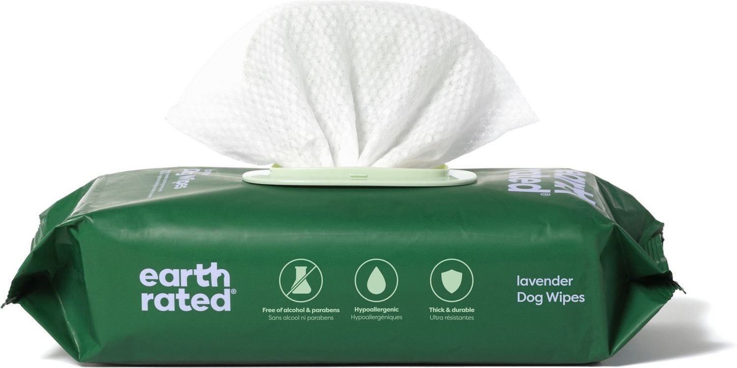 Earth Rated Dog Wipes, Thick Plant Based Grooming Wipes, Lavender Scented