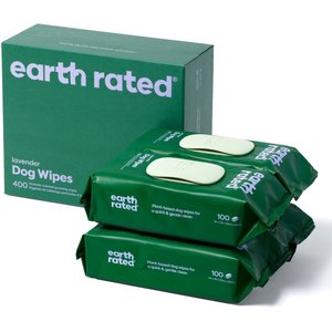 Earth Rated Dog Wipes, Thick Plant Based Grooming Wipes, Lavender Scented, 400 Count