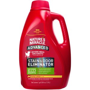Nature's Miracle Advanced Dog Enzymatic Stain Remover & Odor Eliminator Refill, Sunny Lemon, 128-oz bottle