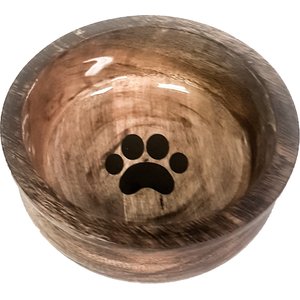 Advance Pet Product Round Wooden Designer PawPrint Dog Bowl, Medium