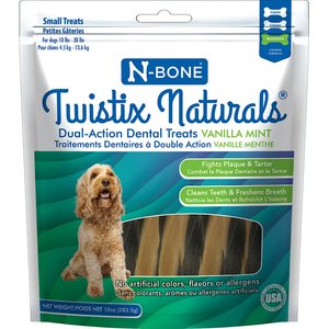 N-Bone Twistix Naturals Vanilla Mint Flavored Dental Dog Treats, Small
