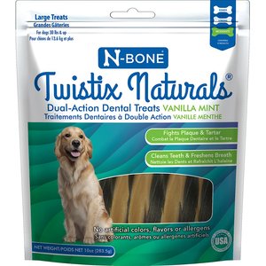 N-Bone Twistix Naturals Vanilla Mint Flavored Dental Dog Treats, Large