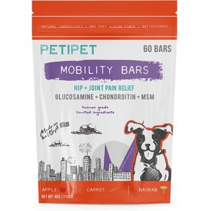 PETIPET Mobility Bars Hip & Joint Pain Relief Dog Supplement, 60 count