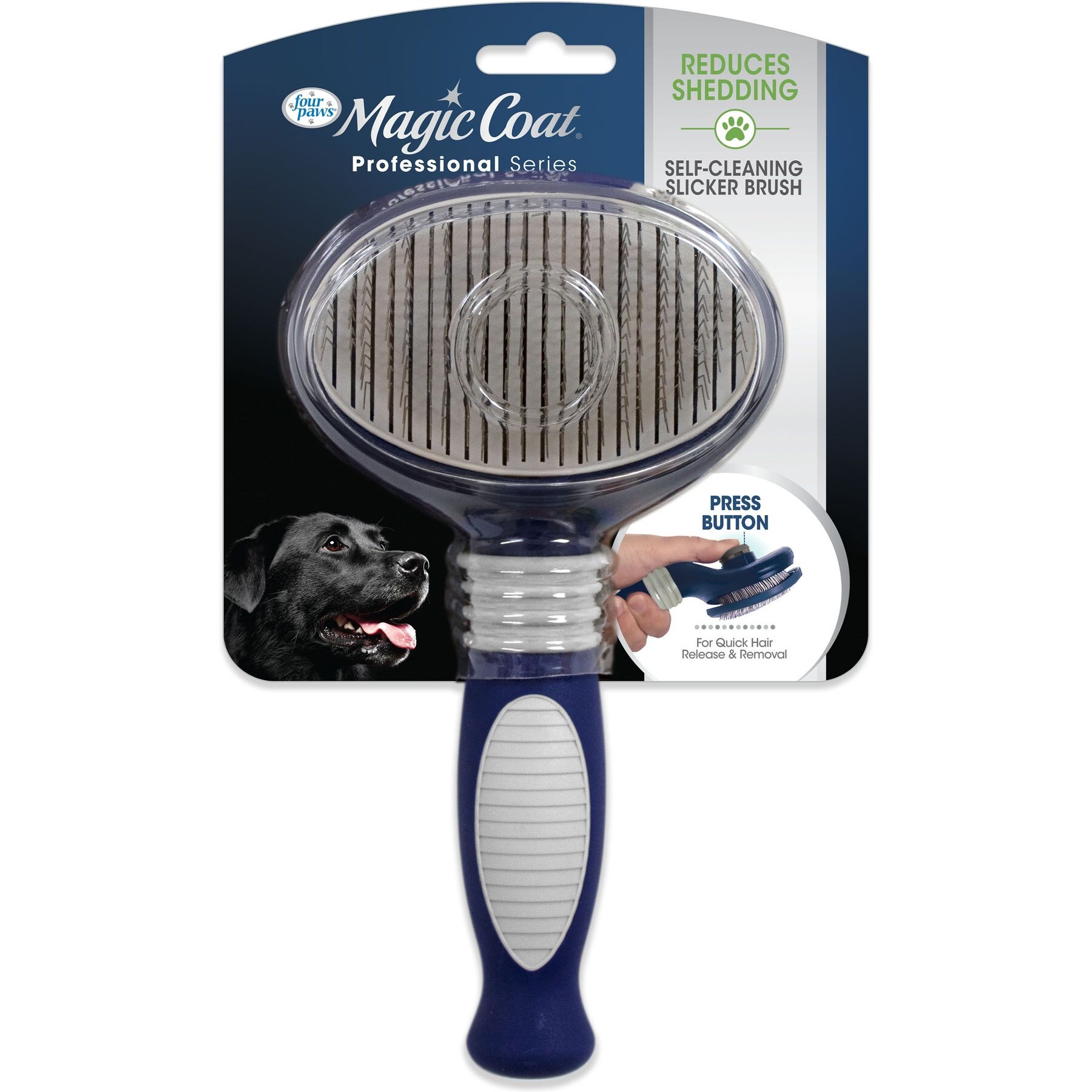 FOUR PAWS Magic Coat Professional Series Self Cleaning Slicker Dog Brush Blue Large Chewy