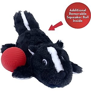 KONG Cozie Pocketz Skunk Dog Toy, Black/White, Small