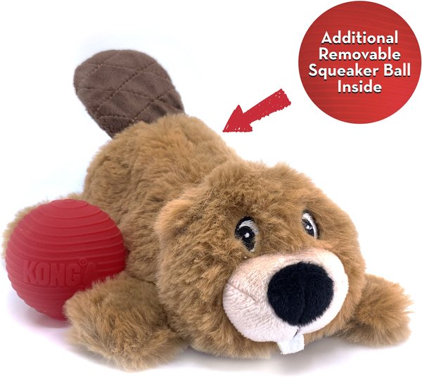 KONG Cozie Pocketz Beaver Dog Toy, Brown, Small slide 1 of 4