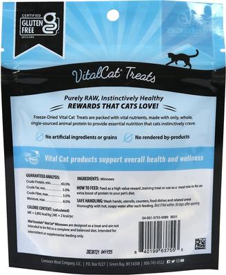 Show full view: Vital Essentials Minnows Freeze-Dried Cat Treats, 0.5-oz bag slide 3 of 6