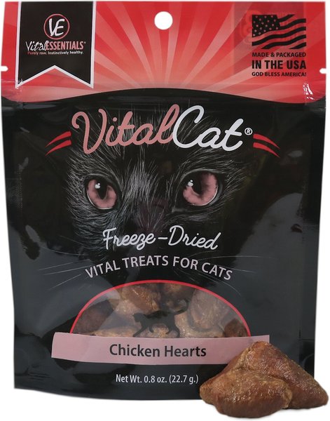 Vital Essentials Chicken Hearts Freeze-Dried Cat Treats, 0.8-oz bag slide 1 of 5