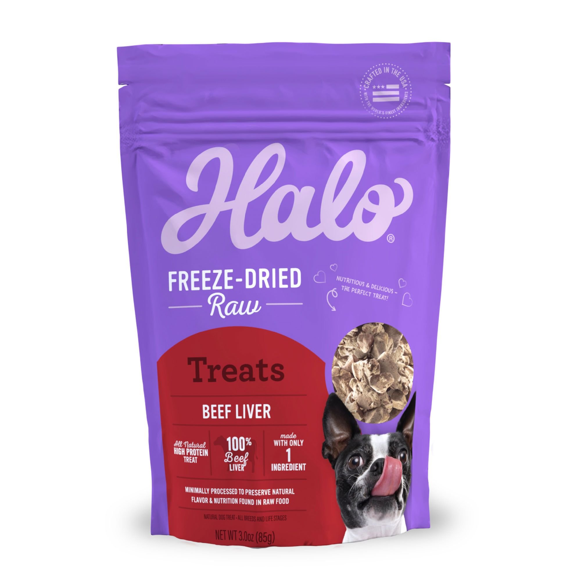 Halo Liv-A-Littles Beef Liver Protein Freeze-Dried Dog & Cat Treats, 3-oz bag