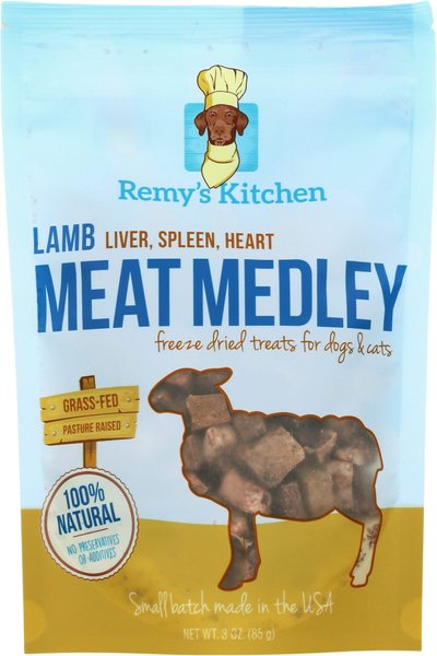 Remy's Kitchen Lamb Liver, Spleen, Heart Meat Medley Freeze-Dried Dog & Cat Treats, 3-oz bag slide 1 of 3