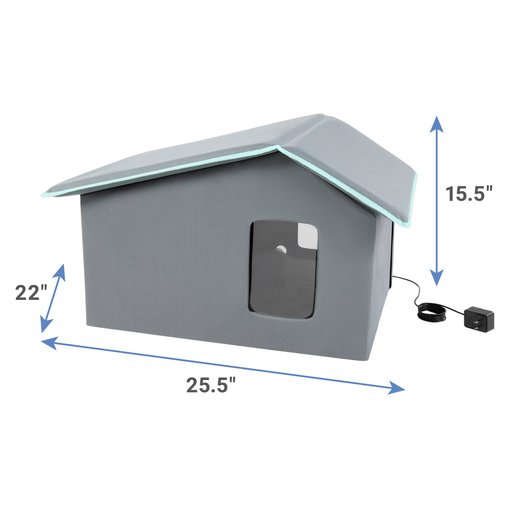 Frisco Extra Wide Indoor Heated Cat House, Gray