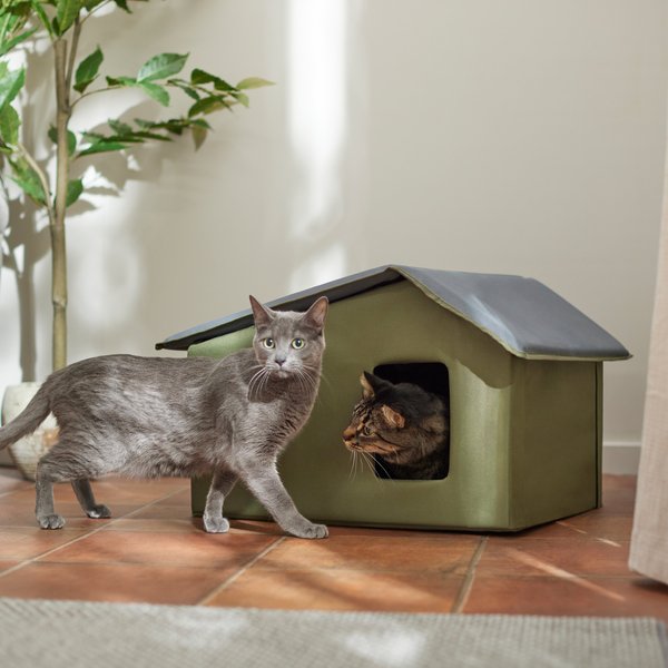 Frisco Extra Wide Indoor Heated Cat House, Green slide 1 of 5