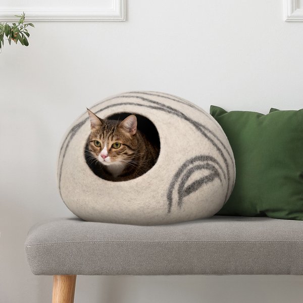 Meowfia Premium Felt Cat Cave Bed, Medium, Light Gray slide 1 of 10