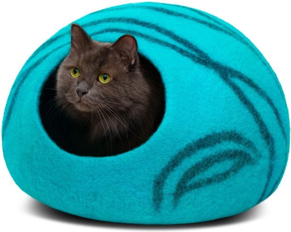 Meowfia Premium Felt Cave Cat Bed, Medium, Aquamarine slide 1 of 9