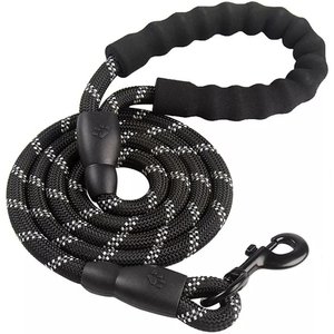 Bundle Shearling Fur Grip & Rope Leash - Black - Black