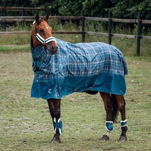 Horze Equestrian Nevada Medium Weight Turnout Horse Blanket, Legion Blue/Dress Blue, 81-in