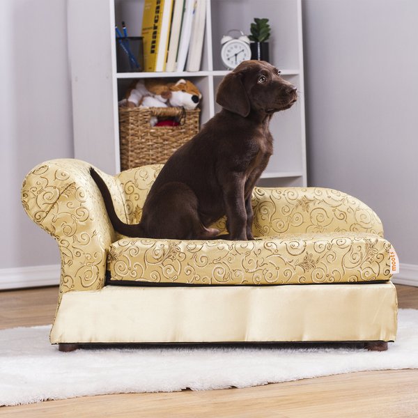 Moots Cleopatra Chaise Lounge Orthopedic Elevated Cat & Dog Bed with Removable Cover, Metallic Gold, Medium slide 1 of 12
