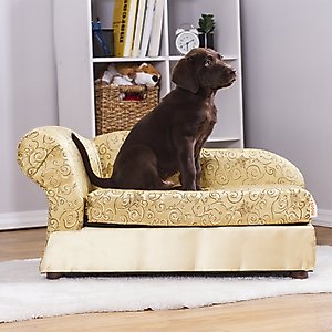 Moots Cleopatra Chaise Lounge Orthopedic Elevated Cat & Dog Bed with Removable Cover, Metallic Gold, Medium