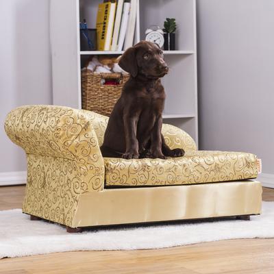 Show full view: Moots Cleopatra Chaise Lounge Orthopedic Elevated Cat & Dog Bed with Removable Cover, Metallic Gold, Medium slide 2 of 13