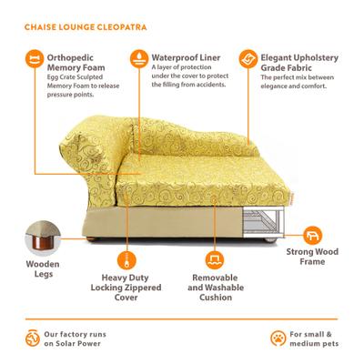 Show full view: Moots Cleopatra Chaise Lounge Orthopedic Elevated Cat & Dog Bed with Removable Cover, Metallic Gold, Medium slide 6 of 13
