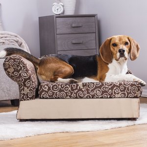 Moots Cleopatra Chaise Lounge Orthopedic Elevated Cat & Dog Bed with Removable Cover, Chocolate Brown, Medium