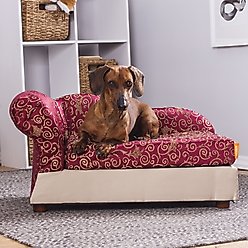 Moots Cleopatra Chaise Lounge Orthopedic Elevated Cat & Dog Bed with Removable Cover, Burgundy Red, Medium