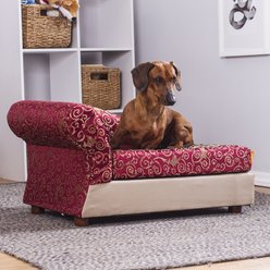 Moots Cleopatra Chaise Lounge Orthopedic Elevated Cat & Dog Bed with Removable Cover, Burgundy Red, Medium slide 2 of 9