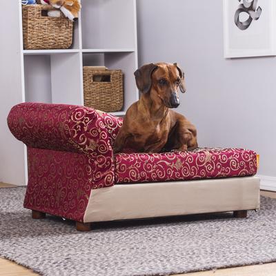 Show full view: Moots Cleopatra Chaise Lounge Orthopedic Elevated Cat & Dog Bed with Removable Cover, Burgundy Red, Medium slide 3 of 14