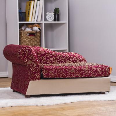 Show full view: Moots Cleopatra Chaise Lounge Orthopedic Elevated Cat & Dog Bed with Removable Cover, Burgundy Red, Medium slide 4 of 14