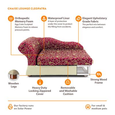 Show full view: Moots Cleopatra Chaise Lounge Orthopedic Elevated Cat & Dog Bed with Removable Cover, Burgundy Red, Medium slide 7 of 14