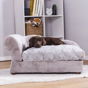 Moots Cleopatra Chaise Lounge Orthopedic Elevated Cat & Dog Bed with Removable Cover, Silver / Platinum, Medium