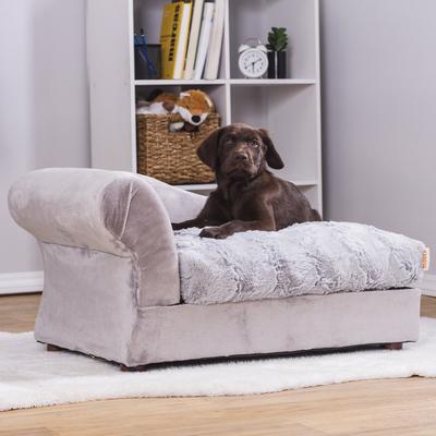 Show full view: Moots Cleopatra Chaise Lounge Orthopedic Elevated Cat & Dog Bed with Removable Cover, Silver / Platinum, Medium slide 2 of 13