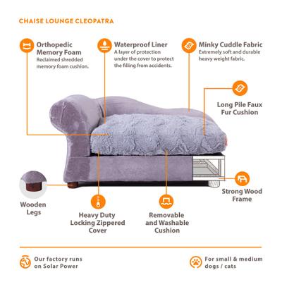 Show full view: Moots Cleopatra Chaise Lounge Orthopedic Elevated Cat & Dog Bed with Removable Cover, Silver / Platinum, Medium slide 6 of 13