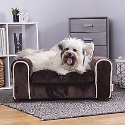 Moots Furry Sofa Lounge Orthopedic Elevated Cat & Dog Bed with Removable Cover, Chocolate, Medium