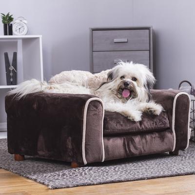 Show full view: Moots Furry Sofa Lounge Orthopedic Elevated Cat & Dog Bed with Removable Cover, Chocolate, Medium slide 2 of 13