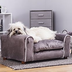 Moots Furry Sofa Lounge Orthopedic Elevated Cat & Dog Bed with Removable Cover, Charcoal, Medium slide 2 of 9