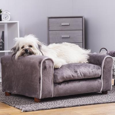 Show full view: Moots Furry Sofa Lounge Orthopedic Elevated Cat & Dog Bed with Removable Cover, Charcoal, Medium slide 2 of 13