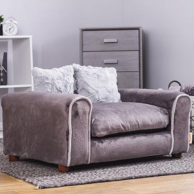 Show full view: Moots Furry Sofa Lounge Orthopedic Elevated Cat & Dog Bed with Removable Cover, Charcoal, Medium slide 3 of 13