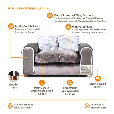 Show full view: Moots Furry Sofa Lounge Orthopedic Elevated Cat & Dog Bed with Removable Cover, Charcoal, Medium slide 6 of 13