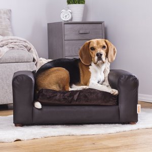Moots Premium Leatherette Sofa Removable Cover Orthopedic Elevated Cat & Dog Bed, Espresso, Medium