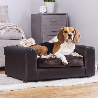 Show full view: Moots Premium Leatherette Sofa Removable Cover Orthopedic Elevated Cat & Dog Bed, Espresso, Medium slide 2 of 12