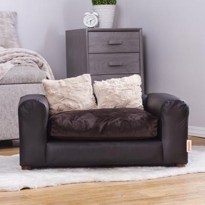 Show full view: Moots Premium Leatherette Sofa Removable Cover Orthopedic Elevated Cat & Dog Bed, Espresso, Medium slide 3 of 12